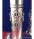 Rare Moulin à prières 2 piliers plaqué argent 27 CM Moulins à Prières tibétains MAPT4
