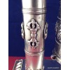 Rare Moulin à prières 2 piliers plaqué argent 27 CM Moulins à Prières tibétains MAPT4