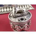 Rare Moulin à prières 2 piliers plaqué argent 27 CM - Moulins à Prières tibétains