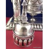 Rare Moulin à prières 2 piliers plaqué argent 27 CM Moulins à Prières tibétains MAPT4