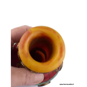 Vase tibétain ambre et pierres naturelles - Décoration tibétaine