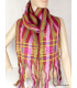 Echarpe du Bhoutan en coton rayé bordeau Grand Châle népalais 100 x 200 cm HOM10
