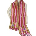 Echarpe du Bhoutan en coton rayé bordeau Grand Châle népalais 100 x 200 cm HOM10