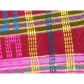 Echarpe du Bhoutan en coton rayé bordeau - Châle de méditation 100 x 200 cm