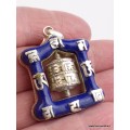 Pendentif tibétain Moulin à prières imitation Lapis lazuli Bijoux tibetains bouddhistes FC8.1