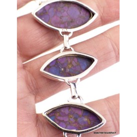 Bracelet argent Turquoise Pourpre cuivrée forme marquise Bracelets pierres naturelles LAM67.2