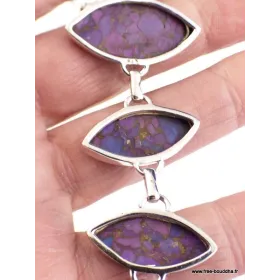 Bracelet argent Turquoise Pourpre cuivrée forme marquise - Bracelets pierres naturelles