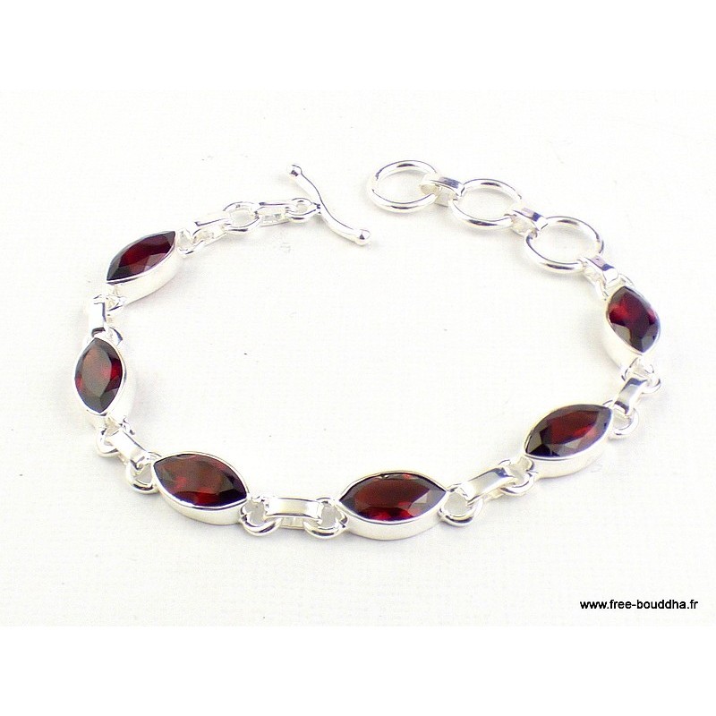 Bracelet Grenat facetté forme marquise Bracelets pierres naturelles WL55.19