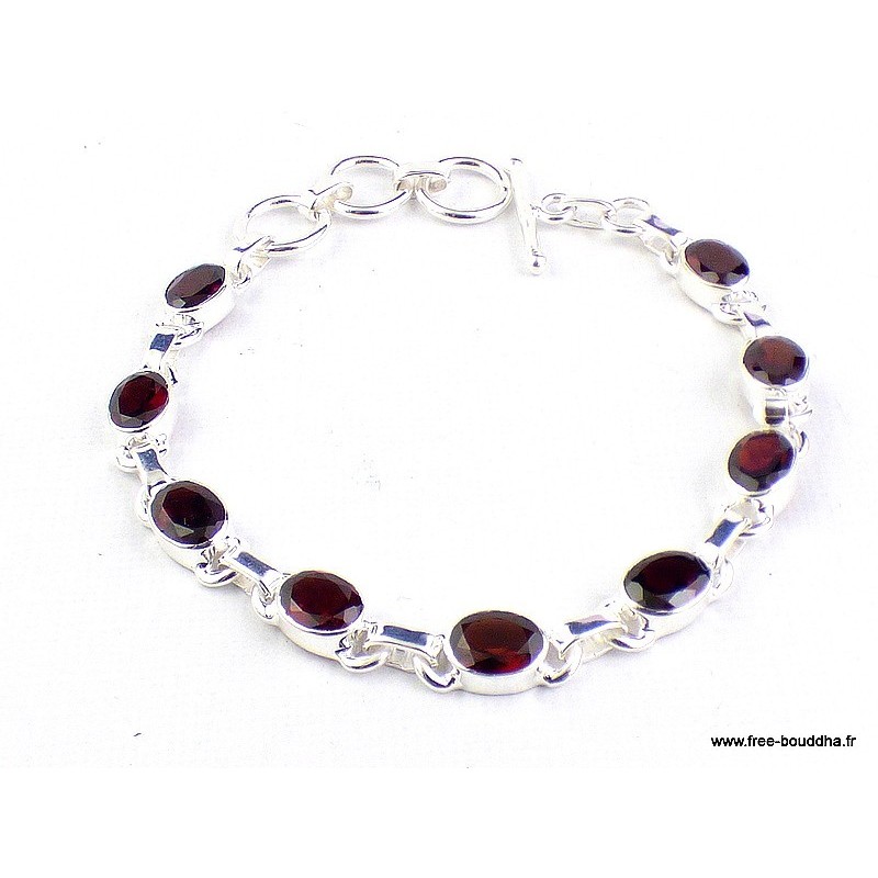 Bracelet en pierre Grenat facetté forme ovale Bracelets pierres naturelles WL55.20