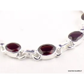 Bracelet Grenat facetté forme ovale argent 925 - Bracelets pierres naturelles