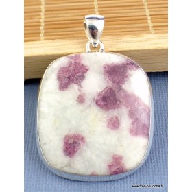 Gros pendentif Tourmaline rose sur Quartz forme carrée Bijoux en Tourmaline Rose WL58.1