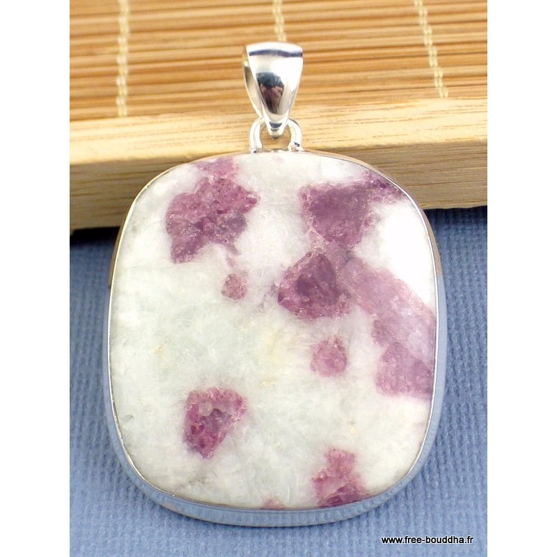 Gros pendentif Tourmaline rose sur Quartz forme carrée Pendentifs pierres naturelles WL58.1