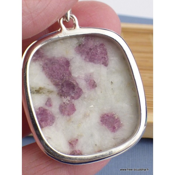 Gros pendentif Tourmaline rose sur Quartz forme carrée Bijoux en Tourmaline Rose WL58.1