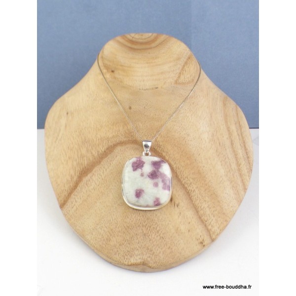 Gros pendentif Tourmaline rose sur Quartz forme carrée Bijoux en Tourmaline Rose WL58.1
