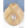 Gros pendentif Tourmaline rose sur Quartz forme carrée Bijoux en Tourmaline Rose WL58.1
