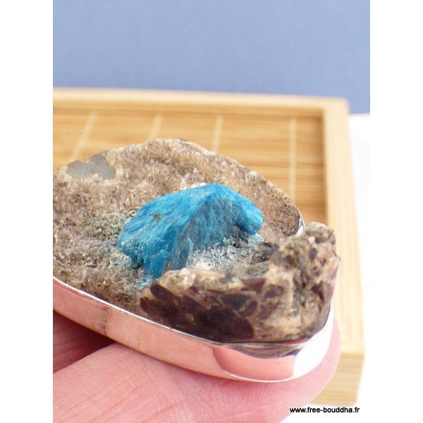Grand pendentif Cristal de Cavansite sur roche-mère Pendentifs pierres naturelles WL65.1