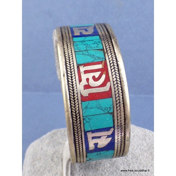 Bracelet bouddhiste Lapis lazuli et Turquoise Bracelets tibétains bouddhistes ref 50E