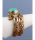 Bague tibétaine tressée laiton et cuivre et Turquoise Bagues tibétaines bouddhistes 5097