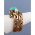 Bague tibétaine tressée laiton et cuivre et Turquoise - Bijoux en Cuivre