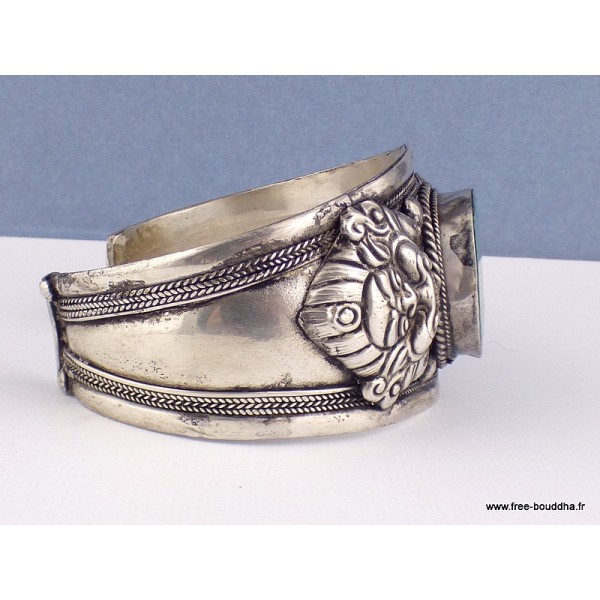 Bracelet tibétain imposant OM turquoise Bracelets tibétains bouddhistes BHB50.1