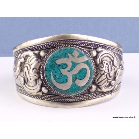 Bracelet tibétain imposant OM turquoise Bijoux tibetains bouddhistes BHB50.1