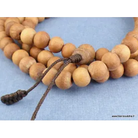Mala de prières bouddhiste 108 perles en Bois de Santal - Certifié Authentique - Mala tibétain 108 perles