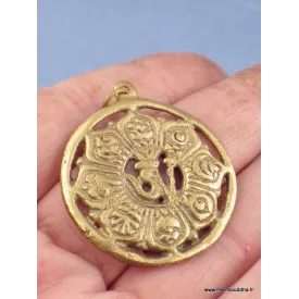 Pendentif tibétain mandala en laiton - Pendentifs tibétains bouddhistes