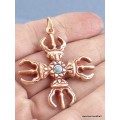 Pendentif tibétain DOUBLE DORJE Bijoux tibetains bouddhistes ref 4179
