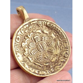 Pendentif tibétain bouddhiste – Laiton massif doré du Népal