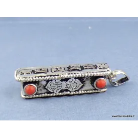 Pendentif tibétain Ghau Mantra de Chenrezi - Pendentifs tibétains bouddhistes