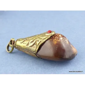Pendentif tibétain Népalais Coquillage - Pendentifs tibétains bouddhistes