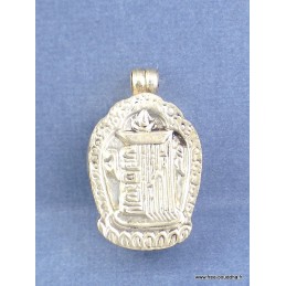 Pendentif tibétain Kalachakra métal blanc Bijoux tibetains bouddhistes BHP27