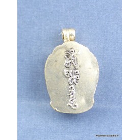 Pendentif tibétain Kalachakra métal blanc Bijoux tibetains bouddhistes BHP27
