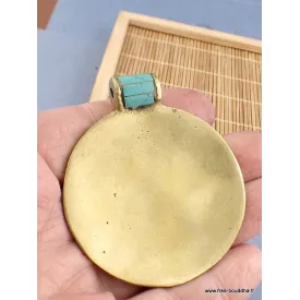 Pendentif tibétain Yeux de Bouddha Turquoise Lapis Lazuli - Pendentifs tibétains bouddhistes