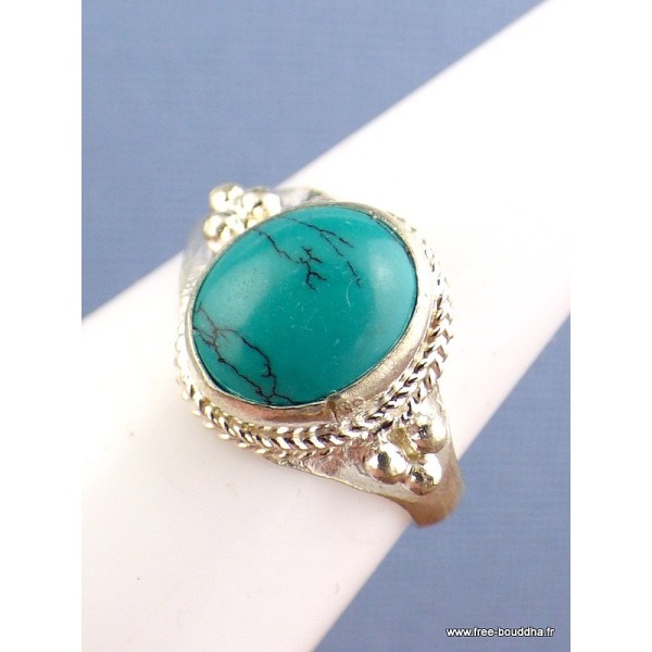 Petite bague tibétaine en Turquoise Bagues tibétaines bouddhistes REF72