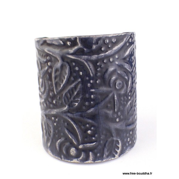 Bracelet manchette métal noir Bracelets tibétains bouddhistes BRM10