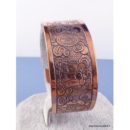 Large bracelet tibetain en CUIVRE 8 signes auspicieux Bijoux tibetains bouddhistes ref 16B