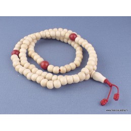 Mala tibétain de prières 108 perles os de buffle corail Mala tibétain 108 perles mala MT4