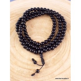 Mala de prières bouddhiste 108 perles Onyx noir Objets rituels bouddhistes BM26