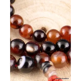 Mala tibetain bouddhiste 108 perles AGATES NATURELLES - Mala tibétain 108 perles
