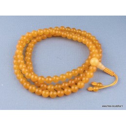 Mala tibétain 108 perles en Jade jaune Objets rituels bouddhistes MALAja1