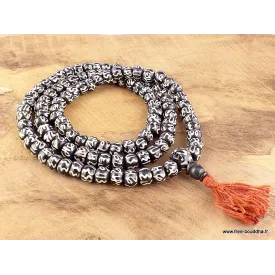 Collier tibétain mala en os de Yak et mantra - Mala tibétain 108 perles