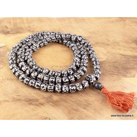 Mala tibétain en os de Yak et mantra Mala tibétain 108 perles mala G2