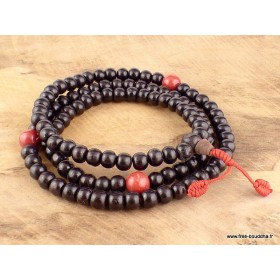 Mala tibetain Bois de Rose et Corail Mala tibétain 108 perles BDR1