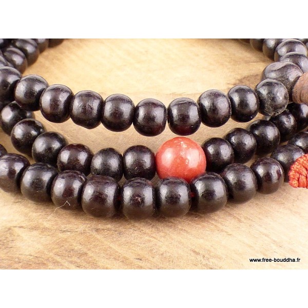 Mala tibetain Bois de Rose et Corail Mala tibétain 108 perles BDR1