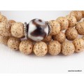 Mala 108 perles en Graines de Lotus et perle Dzi Mala tibétain 108 perles MALALOT1