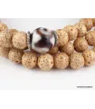 Mala tibétain 108 perles en Graines de Lotus et perle Dzi - Mala tibétain 108 perles
