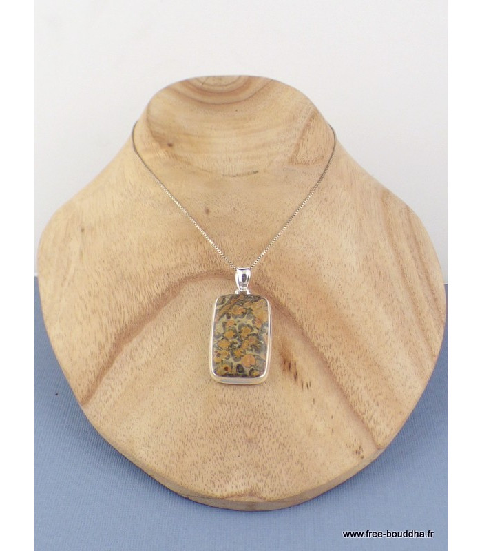 Pendentif Jaspe Léopard rectangulaire Pendentifs pierres naturelles TUV7
