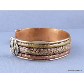 Bracelet tibétain authentique torsadé cuivre et laiton - Bijoux en Cuivre