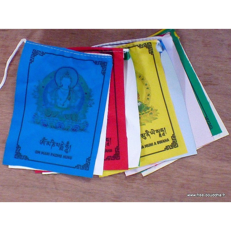 10 drapeaux tibétains décorés de mantras Drapeaux tibétains DSA2